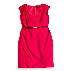 Tahari Red Belted Cocktail Dress